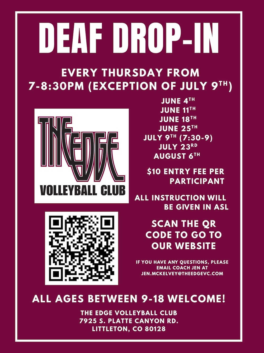 Volleyball! Deaf Drop-In at The Edge