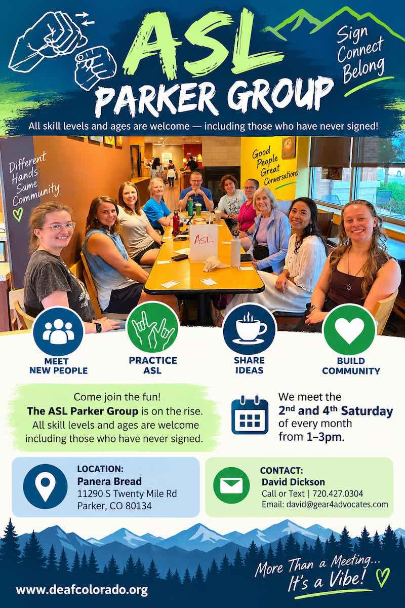 Parker ASL Social – 2nd & 4th Saturdays